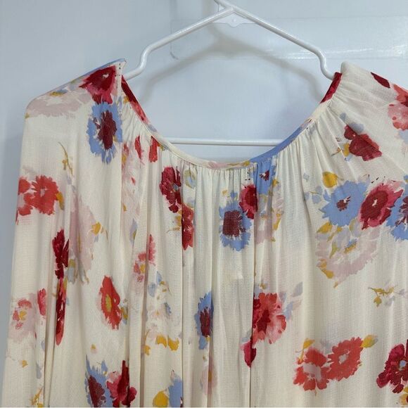 Lucky Brand Size 3X Floral Print Semi Sheer Popover Blouse w/Drawstring Closure - Picture 7 of 11